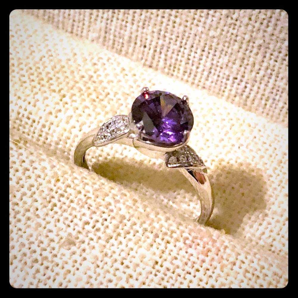 NEW Sterling Silver Lab-Created Amethyst Ring